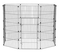 Iris Ohyama, Parc, Enclos, Niche, Chenil, Cage pour Chien, Chat, Lapain, 1.7 m²,8 Panneaux /L60 x H121 cm, Porte battante, Crochet de Fermeture sécurisée, Clips de Maintien, WPC-48, Noir