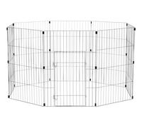 Iris Ohyama, Parc à chiot / enclos chien d'extérieur 1,7 m², 8 panneaux, porte verrouillable, connecteurs pour un assemblage & démontage facile, modulable pour chien - Wire Pet Circle WPC-36, Noir