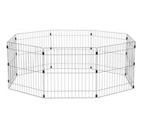 Iris Ohyama, Parc à chiot / enclos chien d'extérieur 1,7 m², 8 panneaux, porte verrouillable, connecteurs pour un assemblage & démontage facile, modulable pour chien - Wire Pet Circle WPC-24, Noir