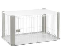 Iris Ohyama, Parc à chiot / enclos pour chien d'intérieur avec base toit amovible, porte coulissante verrouillable pour chien - Pet Circle CLS-1130, Gris