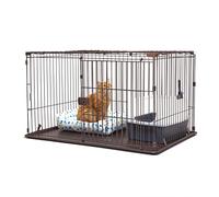 Iris Ohyama, Parc pour animaux de compagnie / enclos avec toit dédié pour chats et chiens - Wire Pet Play Cage STS-1200T, Marron