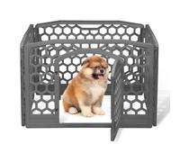 Iris Ohyama, Parc pour Chien Intérieur, Extérieur avec 4 Panneaux & Porte Verrouillable, H58cm, Gris, Cage, Enclos, Cloture pour Chiens, Chiot, Chat, Lapin, Animaux de Compagnie, Plastique, CI-584HC