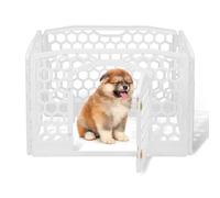 Iris Ohyama, Parc pour Chien Intérieur, Extérieur avec 4 Panneaux & Porte Verrouillable, H58cm, Blanc, Cage, Enclos, Cloture pour Chiens, Chiot, Chat, Lapin, Animaux de Compagnie, Plastique, CI-584HC