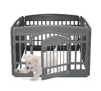 Iris Ohyama, Parc pour Chien Intérieur, Extérieur avec 4 Panneaux & Porte Verrouillable, H60cm, Blanc, Cage, Enclos, Cloture pour Chiens, Chiot, Chat, Lapin, Animaux de Compagnie, Plastique,CI-604E
