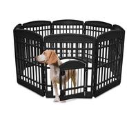Iris Ohyama, Parc pour Chien Intérieur, Extérieur avec 4 Panneaux & Porte Verrouillable, H60cm, Gris Eco, Cage, Enclos, Cloture pour Chiens, Chiot, Chat, Lapin, Rongeurs, Plastique Recyclé,CI-604E