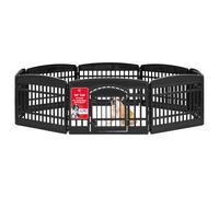 Iris Ohyama, Parc pour Chien Intérieur, Extérieur avec 8 Panneaux & Porte Verrouillable, H60cm, Noir, Cage, Enclos, Cloture pour Chiens, Chiot, Chat, Lapin, Animaux de Compagnie, Plastique, CI-608E