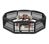 Iris Ohyama, Parc pour Chien Intérieur, Extérieur avec 8 Panneaux & Porte Verrouillable, H60cm, Noir, Plastique, CI-608E