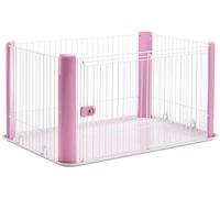 Iris Ohyama, Parc pour Chien Intérieur, Extérieur avec Porte Verrouillable, H60cm, Rose, sans Toit, Cloture, Enclos, Cage, Chenil, en Grille, pour Chat, Chiot, Lapin, Rongeur, Plastique, CLS-1130