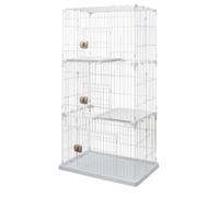 Iris Ohyama, Pet Cage / Cage de jeu , 3 entrées, , 2 Plateaux, pour chats, PEC-903, Blanc