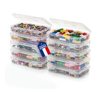 Iris Ohyama, Petite Boite de Rangement avec Couvercle Rabattable, Plastique, 0.8L, Set de 10, Transparent, Empilable, Fermeture à Clip, Pour Puzzle, Lego, Vis, Crayon de Couleurs, Sans BPA, MCC-M