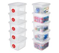 Iris Ohyama, Petite Boite de Rangement Multi-Usages, 2L, Lot de 10, Transparent, Fermeture Facile, Empilables, en Plastique, pour Vêtement, Étagères, École, Organisation, Jouet, Papeterie, MCB-2