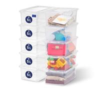 Iris Ohyama, Petite Boite de Rangement Multi-Usages, 5L, Lot de 10, Transparent, Fermeture Facile, Empilable, en Plastique Transparent, pour Vêtement,Etagères, Jouet, Papeterie, Chaussures, CNL-5