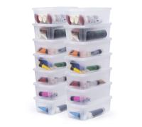Iris Ohyama, Petite Boite de Rangement Multi-Usages, 5L, Lot de 14, Fermeture Facile, Empilable, en Plastique Transparent, pour Vêtement, Étagères, École, Organisation, Jouet, Papeterie, MCB-5