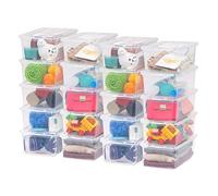 Iris Ohyama, Petite Boite de Rangement Multi-Usages, 5L, Lot de 20, Transparent, Fermeture Facile, Empilable, en Plastique Transparent, pour Vêtement,Etagères, Jouet, Papeterie, Chaussures, CNL-5