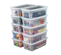 Iris Ohyama, Petite Boite de Rangement Polyvalente, 5L, Lot de 10, Transparent, Fermeture Facile, Empilables, en Plastique, pour Vêtement, Étagères, École, Organisation, Jouet, Papeterie, MCB-5