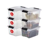 Iris Ohyama, Petite Boites de Rangement Plastique avec Couvercle, 5L, Lot de 6, Transparent, NTB-5