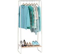 Iris Ohyama, Portant a Vetement en Métal, Penderie avec Étagère en Bois, Porte Manteau, 1 Niveau, Blanc, Solide, pour Chambre, Studio, Dressing, Vêtement & Chaussure, Entrée, Montage Facile, PI-B1
