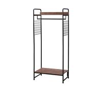 Iris Ohyama, Portant a Vetement en Métal, Penderie avec Étagère en Bois, Porte Manteau, Vertical, Noir, Solide, pour Chambre, Studio, Dressing, Vêtement & Chaussure, Entrée, Montage Facile, PI-B4