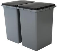 Iris Ohyama, Poubelle rectangulaire plastique, Lot de 2, 45 L, - RP-4 - Gris, Empilable - L34 x P38.5 x H55 cm