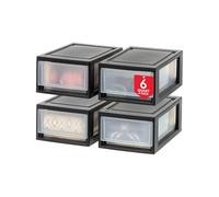 Iris Ohyama, Tiroir de rangement, Commode de chambre en plastique, Lot de 4, Noir, pour Bureau, Garage, Chambre à coucher, Sans BPA, MSD-1