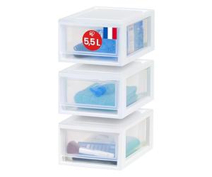 Iris Ohyama, Tiroir de rangement en Plastique Transparent, Empilable, Blanc, 7L, Lot de 3, Multifonctionnel, Contenu Visible, pour Salle de bain, Jouets, Bureau, Coffre, Organisateur, sans BPA, MSD-1