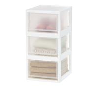 Iris Ohyama, Tiroir de Rangement, Organiseur de tiroir en Plastique, 13,7 L, Lot de 3, Blanc, Empilable, Transparent, pour Collations, Médicaments, Papeterie, Fournitures d'artisanat, sans BPA, MSD-2