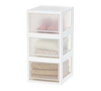 Iris Ohyama, Tiroir de rangement, Tour de rangement plastique bureau, Lot de 4, MSD-1, Blanc Noir