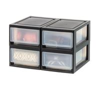 Iris Ohyama, Tiroir de rangement, Tour de rangement plastique bureau, Lot de 4, MSD-1, Noir