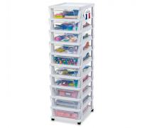 Iris Ohyama, Tour de rangement, 10 Tiroirs Compacts, Blanc, KMC-010 | Caisson de bureau et organisateur sur roulettes. Un meuble rangement parfait comme rangement pour espace de travail