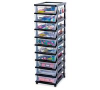 Iris Ohyama, Tour de rangement, 10 Tiroirs Compacts, Noir, KMC-010 | Caisson de bureau et organisateur sur roulettes. Un meuble rangement parfait comme rangement pour espace de travail