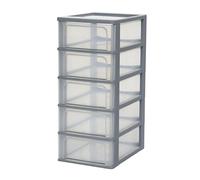 Iris Ohyama, Tour de rangement, 5 Tiroirs Moyens, Gris, OCH-2005 | Rangement atelier et caisson de bureau. Un élément de rangement compact pour votre organisation bureau