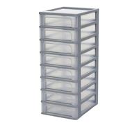 Iris Ohyama, Caisson de rangement plastique A4, 8 Petits Tiroris, Gris, OCH-2080