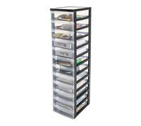 Iris Ohyama, Tour de rangement à Roulettes en Plastique, 12 Petits Tiroirs, Noir, Ouverture Facile, Meuble de Rangement, Papeterie, pour Chambre, Salle de Bain, École & Bureau, Sans BPA, DC-012