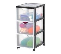 Iris Ohyama, Tour de rangement/Tour avec 3 tiroirs, 15 L, Adapté, Sûr, Maison, Bureau - DDD-303 - Noir