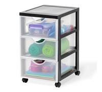 Iris Ohyama, Tour de rangement à Roulettes en Plastique, 3 Tiroirs Moyens, Noir, Ouverture Facile, Meuble de Rangement, Papeterie, pour Chambre, Salle de Bain, École & Bureau, Sans BPA, DDDC-003