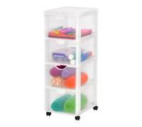 Iris Ohyama, Tour de rangement à Roulettes en Plastique, 4 Grands Tiroirs, Blanc, Ouverture Facile, Meuble de Rangement, Papeterie, pour Chambre, Salle de Bain, École & Bureau, Sans BPA, DDDC-304