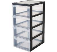 Iris Ohyama, Tour de rangement à Roulettes en Plastique, 4 Petits Tiroirs, Noir, Ouverture Facile, Meuble de Rangement, Papeterie, pour Chambre, Salle de Bain, École & Bureau, Sans BPA, DC-004