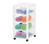 Iris Ohyama, Tour de rangement à Roulettes en Plastique, 4 Tiroirs Moyens, Blanc, DDDC-004