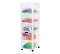 Iris Ohyama, Tour de rangement à Roulettes en Plastique, 5 Grands Tiroirs, Blanc, Ouverture Facile, Meuble de Rangement, Papeterie, pour Chambre, Salle de Bain, École & Bureau, Sans BPA, DDDC-305