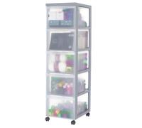 Iris Ohyama, Tour de rangement à Roulettes en Plastique, 5 Grands Tiroirs, Gris, Ouverture Facile, Meuble de Rangement, Papeterie, pour Chambre, Salle de Bain, École & Bureau, Sans BPA, DC-305