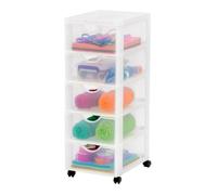 Iris Ohyama, Tour de rangement à Roulettes en Plastique, 5 Tiroirs Moyens, Blanc, DDDC-005