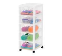 104779 IRIS OHYAMA Ohyama, Tour de rangement, rangement Multifonction, plastique, avec roues & tiroirs,5 L, ouverture ergonomique, Maison, Bureau - DDDC-05 Naturel, Blanc
