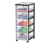 Iris Ohyama, Tour de rangement à Roulettes en Plastique, 5 Tiroirs Moyens, Noir, Ouverture Facile, Meuble de Rangement, Papeterie, pour Chambre, Salle de Bain, École & Bureau, Sans BPA, DDDC-005
