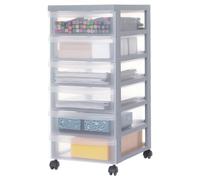 Iris Ohyama, Tour de rangement à Roulettes en Plastique, 6 Tiroirs, Gris eco, Ouverture Facile, Meuble de Rangement, Papeterie, pour Chambre, Salle de Bain, École & Bureau, Sans BPA, DC-360
