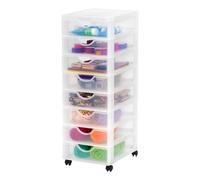 Iris Ohyama, Tour de rangement à Roulettes en Plastique, 8 Petits Tiroirs, Blanc, Ouverture Facile, Meuble de Rangement, Papeterie, pour Chambre, Salle de Bain, École & Bureau, Sans BPA, DDDC-380
