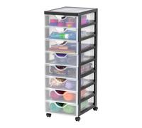 Iris Ohyama, Tour de rangement à Roulettes en Plastique, 8 Petits Tiroirs, Noir, Ouverture Facile, Meuble de Rangement, Papeterie, pour Chambre, Salle de Bain, École & Bureau, Sans BPA, DDDC-380
