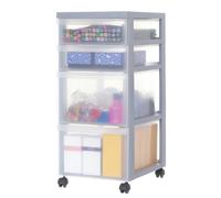Iris Ohyama, Tour de rangement à Roulettes, Plastique, 2 Grands & 2 Petits Tiroirs, Gris, Ouverture Facile, Meuble de Rangement, Papeterie, pour Chambre, Salle de Bain & Bureau, Sans BPA, DC-322