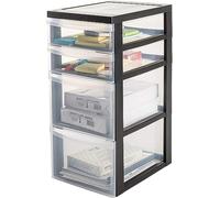 Iris Ohyama, Tour de rangement plastique avec 3 tiroirs dont 2 de 7.5L et 1 de 11.25L, DC-221, Noir - L29 x P40 x H37 cm Noir...