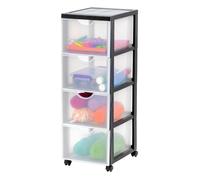 Iris Ohyama, Tour de rangement, Organisateur plastique, 4 Grands Tiroirs, Noir, DDDC-304