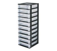 Iris Ohyama, Tour de Rangement Plastique, 10 Petits Tiroirs, Noir, Ouverture Facile, Format A4, A5 & A6, Meuble, Organisateur, pour Bureau, Fourniture Scolaire, Papeterie, Sans BPA, OCH-2100